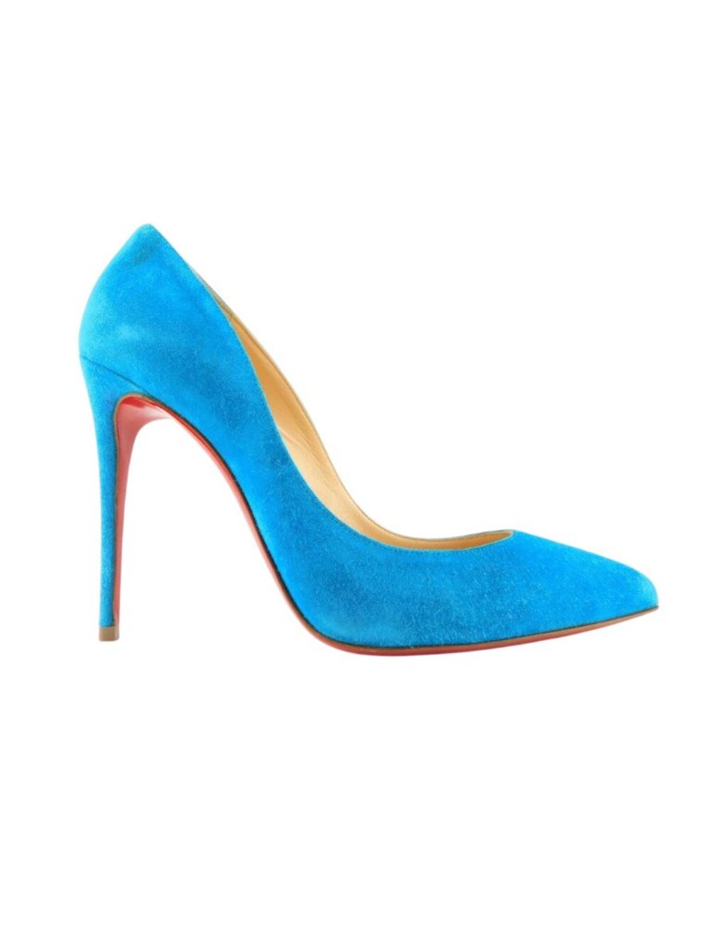 CHRISTIAN LOUBOUTIN Aqua Blue Suede Leather Classic Stiletto Heel Pumps 36.5